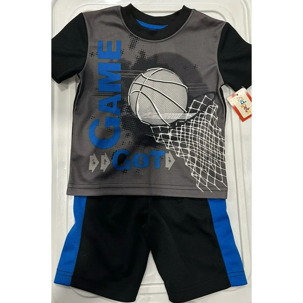 Kidgets Black Blue Gray Got Game Basketball Boys Shorts Outfit Size 18 Months